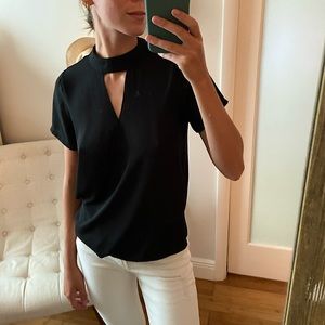 Faux Wrap Style Blouse with Choker Detail